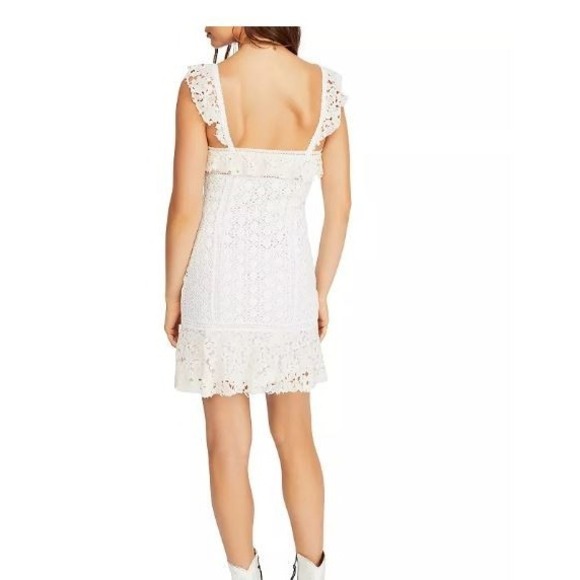 Free People  Size 2 Cross My Heart Crochet Mini Dress Lace Ecru Sleeveless‎ NWT - Picture 2 of 10